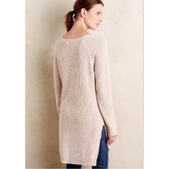 Anthropologie Moth Tan Tunic Side Slit Sweater XS, EUC. - Picture 3 of 14